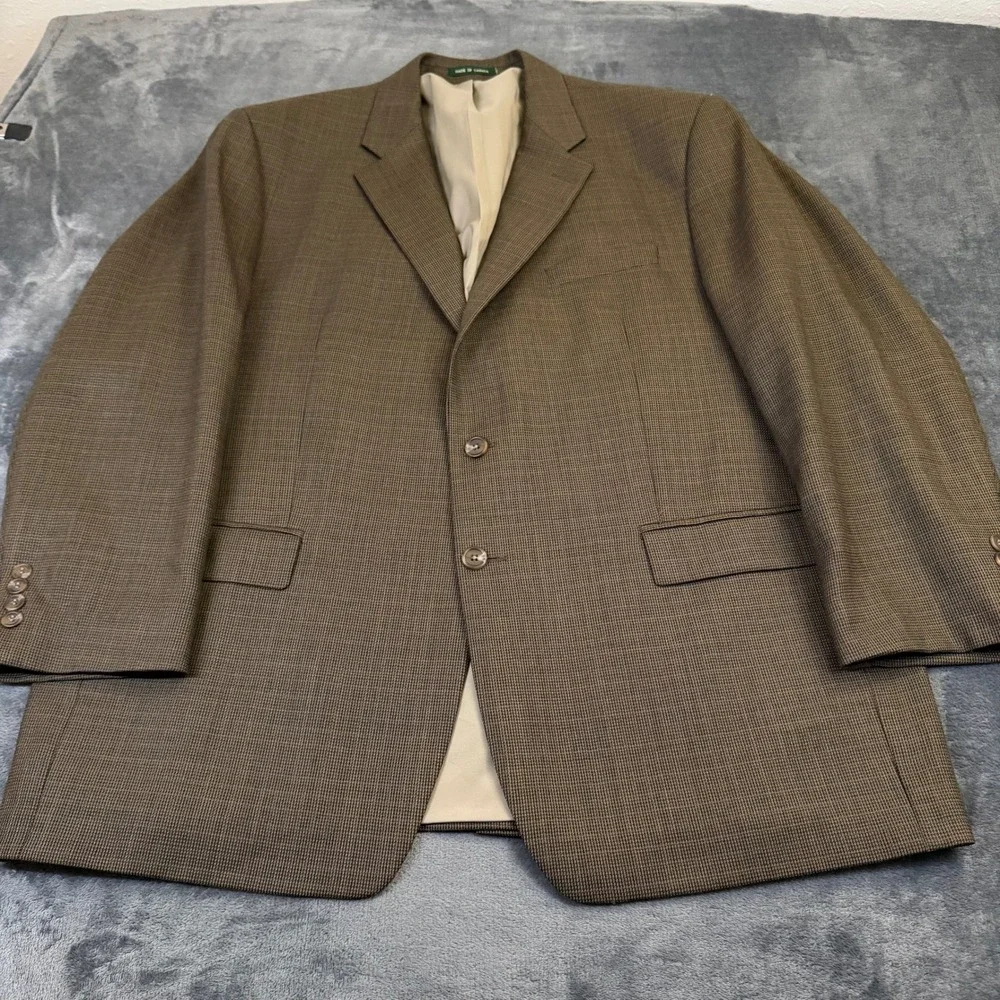 Lauren Ralph Lauren Sport Coat Mens 48 Regular Brown Wool Micro Check Blazer